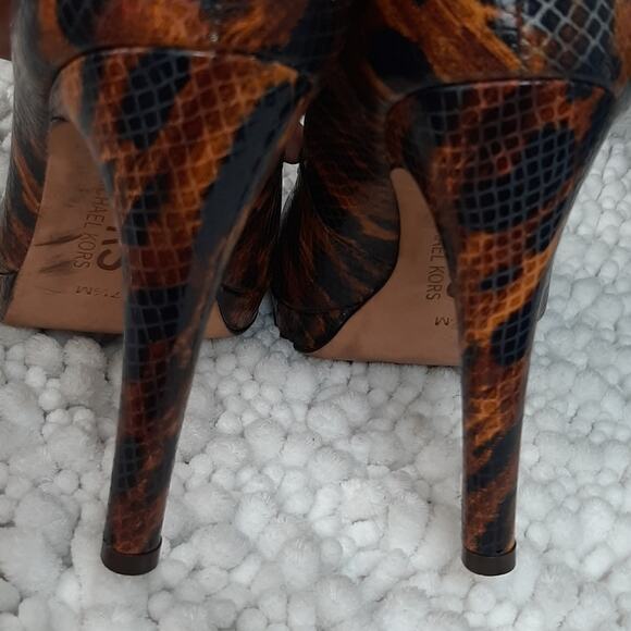 Michael Kors Flora Snake Open Toe Heels Sz 7.5 - Picture 6 of 11
